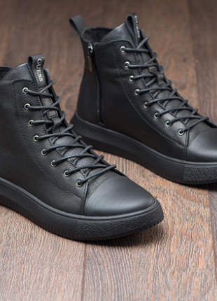 Шкіряні чоловічі теплі кросівки черевики ботинки кожаные мужские теплые кроссовки зимние ботинки нат