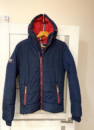 Куртка superdry men's polar sports puffer jacket, blue (navy/red26s), m/48 оригинал3 фото