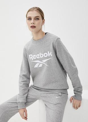 Свитшот reebok, свитшот ri bl french terry crew, серый свитшот reebok