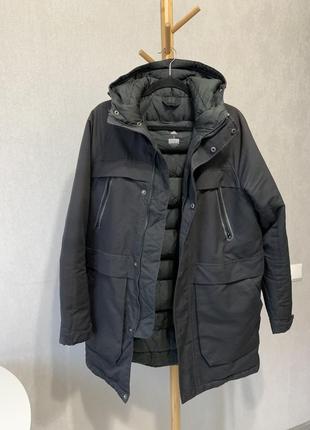 Зимняя куртка оригинал adidas s парка пальто черная пуховик курточка с с капюшоном дутая2 фото