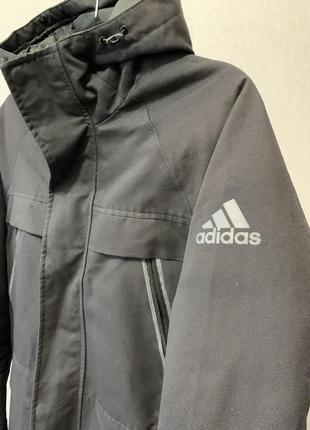 Зимняя куртка оригинал adidas s парка пальто черная пуховик курточка с с капюшоном дутая8 фото