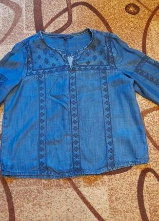 Джинсовая блуза кофточка типа вышиванка blue73