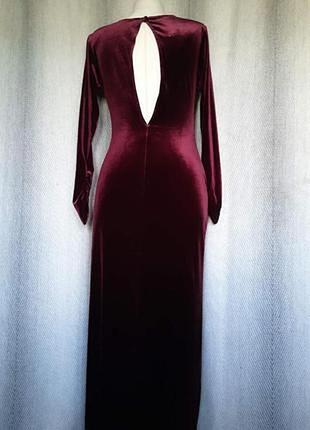 Женское вечернее бордовое велюровое платье, новогоднее бархатное длинное платье fearne cotton