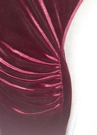 Жіноча вечірня бордова велюрова сукня, новорічна оксамитова довга сукня searne cotton.8 фото