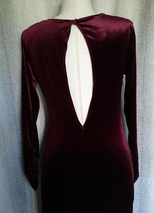 Жіноча вечірня бордова велюрова сукня, новорічна оксамитова довга сукня searne cotton.6 фото