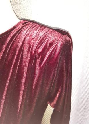 Жіноча вечірня бордова велюрова сукня, новорічна оксамитова довга сукня searne cotton.9 фото