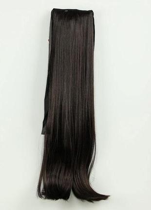 Искусственный хвост длинный накладной термоволосы парик шатен темнокоричневый шоколадный  аниме хентай косплей2 фото
