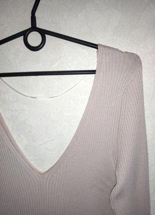 Пуловер в рубчик кофта с v-образным вырезом лонгслив3 фото