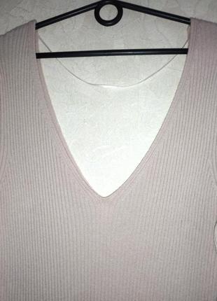 Пуловер в рубчик кофта с v-образным вырезом лонгслив4 фото