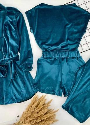 Велюрова піжама / домашній костюм з 4  предметів6 фото