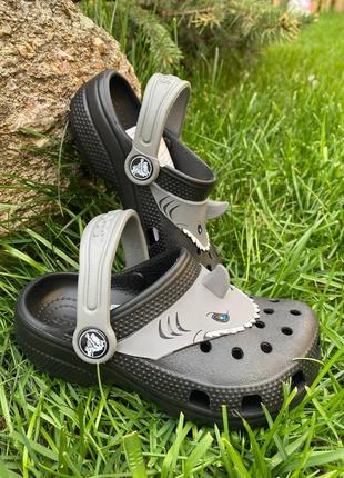 Дитячі crocs крокс акула fun lab classic i am shark black