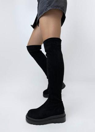 Демісезонні ботфорти-панчохи з екозамші