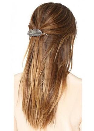 Заколка-автомат перо серебристая