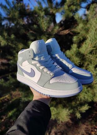 Кросівки nike air jordan 1 retro mid green blue