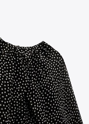 Блуза zara в горошек с широкими рукавами4 фото