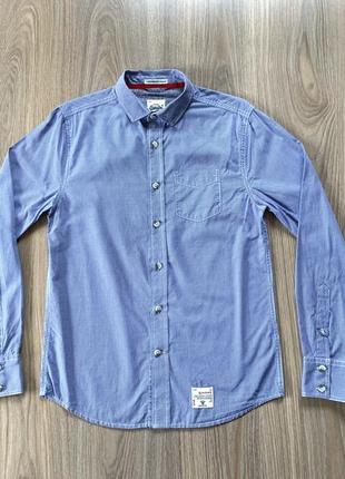 Мужская деним хлопковая рубашка с длинным рукавом superdry