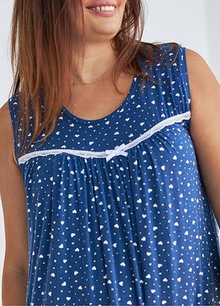 Ночная сорочка женская синяя с сердечками 101084 фото