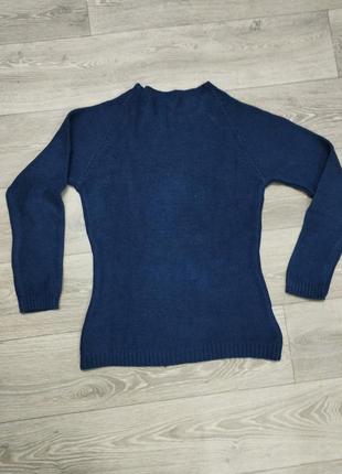 Джемпер женский синий теплый новогодний свитерок с кошечкой6 фото