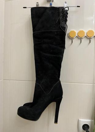 Замшеві чоботи жіночі ботфорд. розмір 39(25 см)