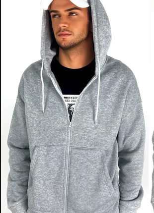 Худи мужское трехнить на флисе на молнии 3 цвета  2plgu1464-322sве