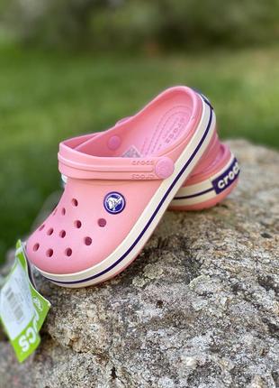 Кроксы детские розовые на девочку crocs crocband kids peony pink/stucco