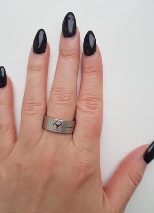 Минималистичное кольцо перстень с логотипом mercedes benz сталь5 фото