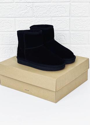 Замшевые мини угги женские мужские ugg mini замш зима черные