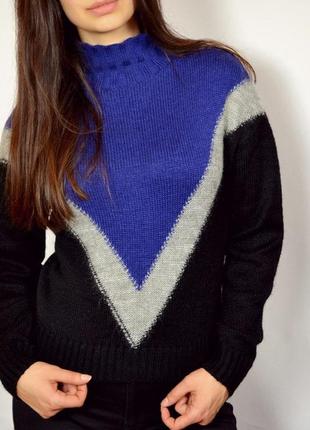 Светр геометрія синій кофта чорний сірий
