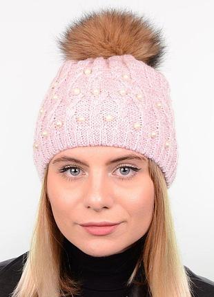 Шапка agat2 sh17003 білий-пудра