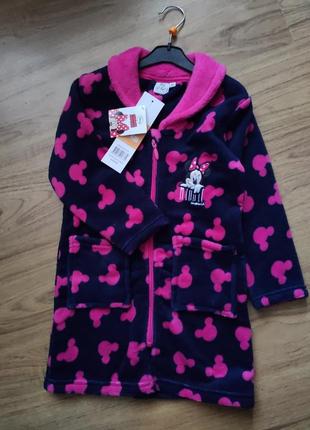 Детский теплый халат минные маус disney р. 104, 116