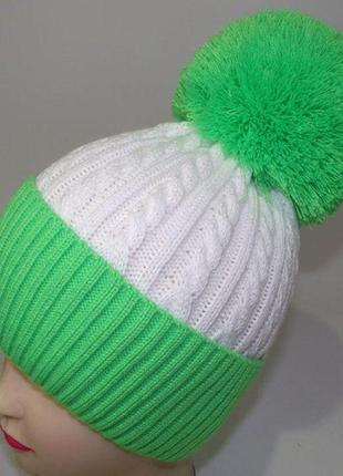Шапка 13071 салатовый-белый
