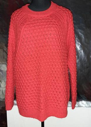 Светр червоний  свитер теплый красный вязаный6 фото