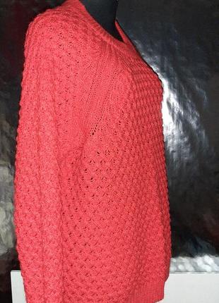 Светр червоний  свитер теплый красный вязаный5 фото