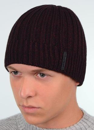 Шапка al19335 чорний-бордо