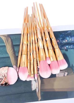 Золотий набір пензлів для макіяжу рибка/комплекс пензликів