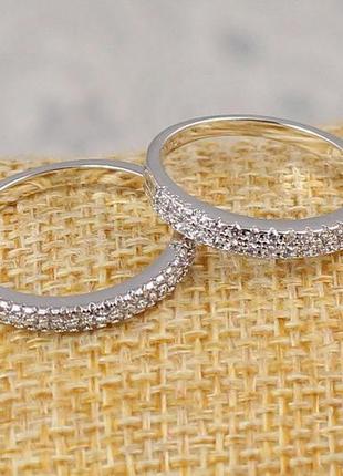 Кільце xuping jewelry спереду дві доріжки з каменів 19 р сріблясте1 фото