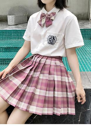 Біла вільна сорочка оверсайз з кишенею короткий рукав пряма шкільна форма хл останній розмір