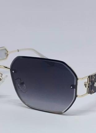 Стильные солнцезащитные очки унисекс в стиле louis vuitton темно серый градиент в золоте1 фото