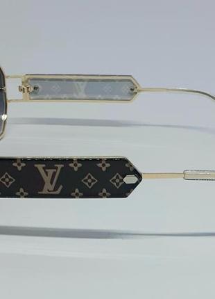 Стильные солнцезащитные очки унисекс в стиле louis vuitton темно серый градиент в золоте3 фото