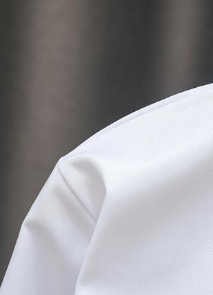 Белая свободная рубашка оверсайз с карманом короткий рукав прямая свободная школьная форма4 фото