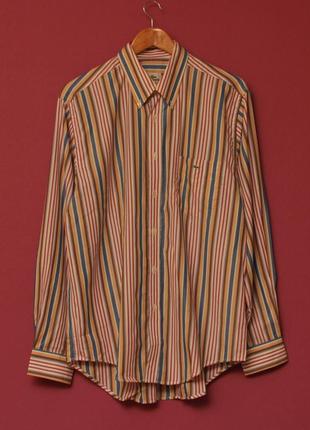 Lacoste 42 xl яркая хлопковая рубашка оригинал
