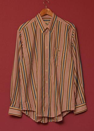 Lacoste 42 xl яркая хлопковая рубашка оригинал