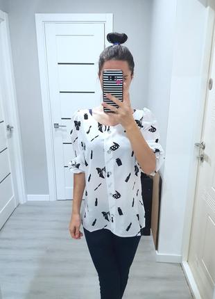 Белая шифоновая блузка блуза размер s рукав 3/45 фото