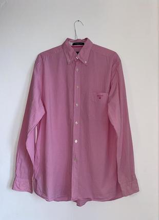 Розовая рубашка в клетку gant