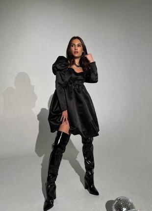 Яркое белое платье с широкой юбкой клеш миди высокая талия длинные рукава вечернее...