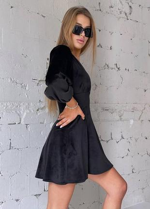 Чорна коротка оксамитова сукня, чёрное короткое бархатное платье