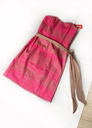 Платье розовое мини с открытыми плечами