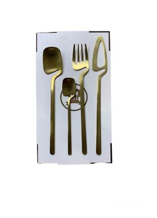 Набір столових приборів kitchen на 2 персони gold2 фото