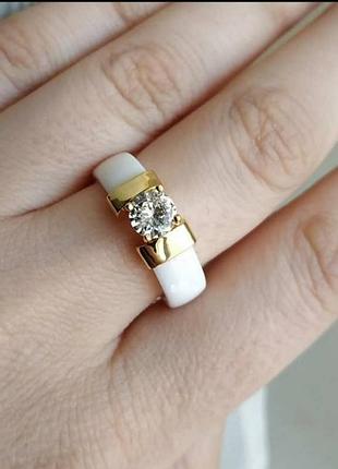 Кільце, біле золото кільце керамічне
