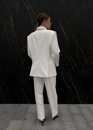 Костюм оверсайз молочного оттенка белый брюк пиджак блейзер жакет в стиле zara mango massimo dutti h&amp;m asos reserved cos4 фото